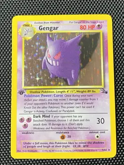 Gengar 1st Edition 5/62 Holo Rare Fossil Pokemon LP+ - Image 1