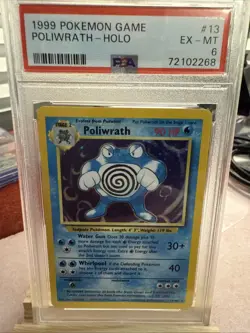 Pokemon TCG Base Set 13/102 - Poliwrath Holo Rare PSA 6 - Image 1