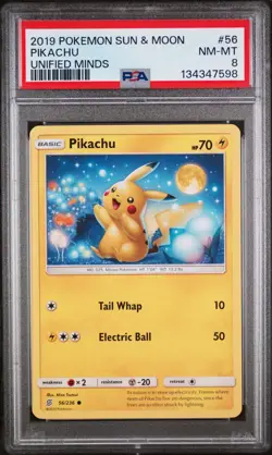 2019 Pokemon Sun and Moon Unified Minds Pikachu #56 - Image 1