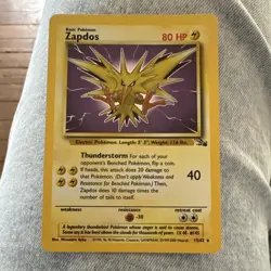Pokemon Zapdos Fossil 15/62 Holo Rare 80 HP Wizards English Unlimited Card - Image 1