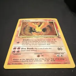 Pokemon Moltres Fossil 12/62 Holo Rare Fire Type 70 HP English TCG Card - Image 1