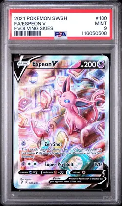 Espeon V PSA 9 Alt Art Evolving Skies Pokemon Card 180/203 Full Art 2021 - Image 1