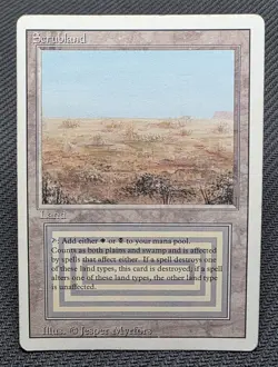 MTG Scrubland- DAMAGED -3rd Edition Magic the Gathering Card # 286 - Image 1
