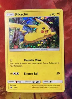 Pokemon Pikachu TCG SM04 Black Star Promo Holo Card MP - Image 1