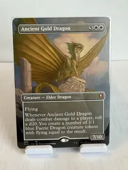 MTG Ancient Gold Dragon Creature Mythic White Borderless CLB Regular #365 - Image 1