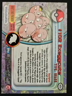 Exeggcute #102 Topps Blue Label TV Animation Edition Non Holo Pokemon 1999 NM - Image 2