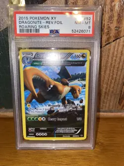 PSA 8 Pokemon TCG Dragonite Roaring Skies 52/108 Reverse Holo Rare - Image 1