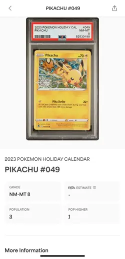PSA 8 2022 Pokemon Holiday Calendar SWSH153 Pikachu Holo Snowflake Stamp - Image 3