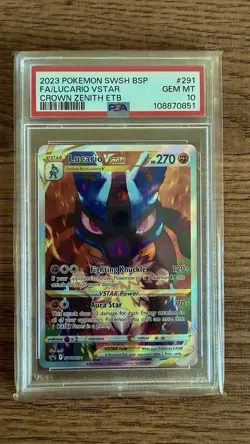 Pokemon Lucario VSTAR SWSH291 Crown Zenith Promo Full Art Holo PSA 10 - Image 1