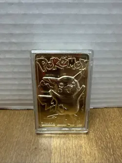 Vintage 1999 Burger King Pokemon Gold Plated Pikachu Card With Holder - Image 2