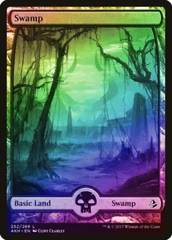 Swamp (252) FOIL Amonkhet PLD Basic Land Extended / Full Art CARD ABUGames - Image 1