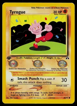 Pokemon Neo Discovery 66/75 Tyrogue 1st Edition Pokemon Card - Image 1