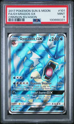 POKEMON 2017 SUN & MOON FULL ART GYARADOS GX CRIMSON INVASION #101 PSA 9 - Image 1