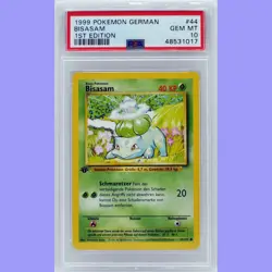 Pokemon 1st Edition Base Set German Bulbasaur (Bisasam) 44/102 PSA 10 Gem Mint - Image 1