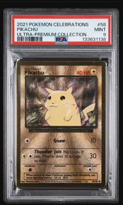 2021 Pokemon Celebrations Pikachu Ultra Premium Collection Metal #58 PSA 9 Mint - Image 1