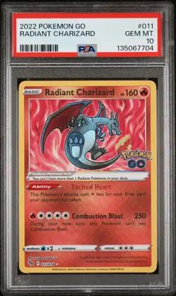 2022 POKEMON GO #011 RADIANT CHARIZARD PSA 10 - Image 1