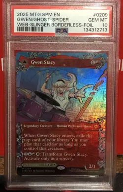 MTG SPM Gwen/Ghost Spider Borderless Foil Mythic PSA 10 Very Rare 0209 - Image 1