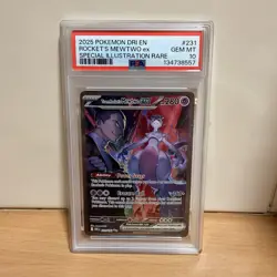 2025 POKEMON DRI SPECIAL ILLUSTRATION RARE #231 TEAM ROCKET'S MEWTWO EX PSA 10 - Image 1