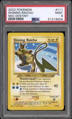 Pokemon PSA 9 MINT Shining Raichu 111/105 Neo Destiny Holofoil - Image 2