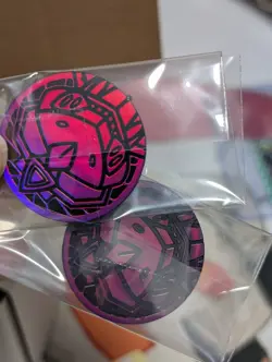 Pokemon Genesect Neon purple cracked ice shatter Holo Mini Coin *Free Shipping* - Image 1