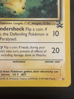 2000 Pokemon TCG Pikachu #27 Wizards Black Star Promo LP - Image 5