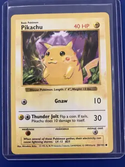 Pokemon Pikachu Base Set 1999 English 58/102 - SHADOWLESS - RED CHEEKS - Image 1