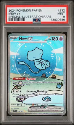 2024 POKEMON PAF EN-PALDEAN FATES SPECIAL ILLUSTRATION RARE #232 MEW EX PSA 9 - Image 1