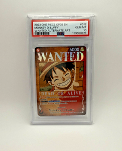 2023 One Piece OP03 Wanted Alternate Art #012 Monkey D. Luffy PSA 10 GEM MINT - Image 1
