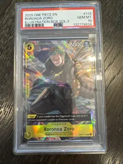 2025 ONE PIECE PROMOS ILLUSTRATION BOX VOL.3 #113 RORONOA ZORO PSA 10 - Image 1