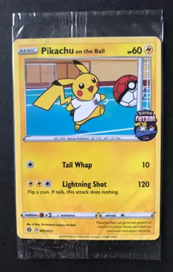 Pikachu on the Ball Futsal 001/005 Pokemon Card UK Exclusive 2020 PROMO NEW - Image 1