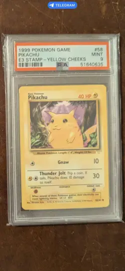 Pikachu 58/102 E3 Stamp Yellow Cheeks PSA 9 | Pokemon Card - Image 1