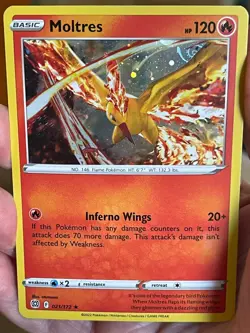 POKEMON MOLTRES 021/172 RARE HOLOFOIL COSMOS HD SWIRL BRILLIANT STARS NM CARD - Image 1