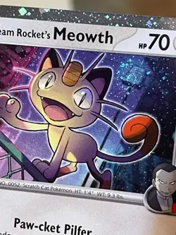POKEMON TEAM ROCKET'S MEOWTH 149/182 COMMON COSMOS HOLO WITH SWIRL NM CARD - Image 3