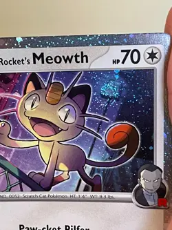 POKEMON TEAM ROCKET'S MEOWTH 149/182 COMMON COSMOS HOLO WITH SWIRL NM CARD - Image 5