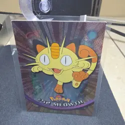 Meowth #52 - BLACK LOGO - TEXTURED HOLO - Series 1 - TOPPS Pokemon Card - NM - Image 1