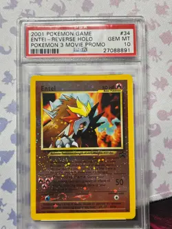 Pokemon Entei PSA 10 Reverse HOLO Movie 3 Black Star PROMO 2001 #34 GEM MINT ENG - Image 1