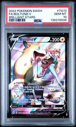 2022 POKEMON SWORD & SHIELD BRILLIANT STARS #TG13 FULL ART/BOLTUND V PSA 10 - Image 1
