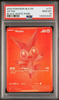 2025 POKEMON BLK EN-BLACK BOLT BLACK WHITE RARE #171 VICTINI PSA 10 - Image 1