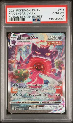 2021 POKEMON SWORD & SHIELD FUSION STRIKE SECRET FULL ART/GENGAR VMAX PSA 10 - Image 1