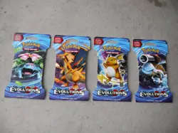 POKEMON XY EVOLUTIONS SLEEVED BOOSTER PACKS 4 CHARACTER SET BLISTER PACK 2016 - Image 1