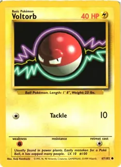 Voltorb 67/102 Base Set Common 1999 Pokemon Game Card WOTC - Image 1