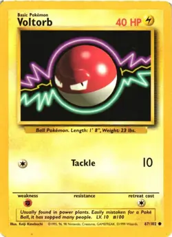 Voltorb 67/102 Base Set Common 1999 Pokemon Game Card WOTC - Image 3