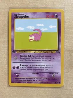 Pokemon TCG Slowpoke 1st Edition Common Card Fossil, 55/62, Regular LP Condition - Image 1