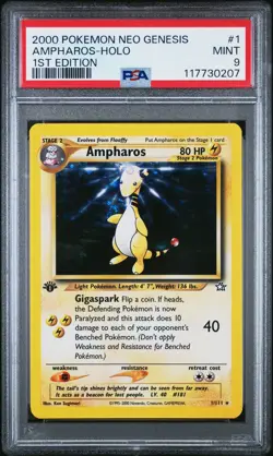 PSA 9 Mint - Ampharos-Holo 1st Edition Neo Genesis 1st Edition - Pokemon TCG - Image 1