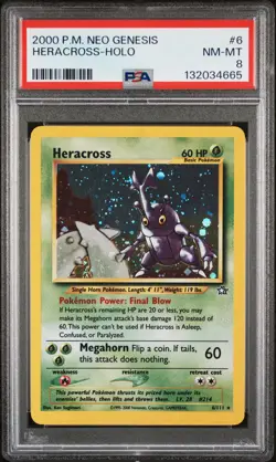 PSA 8 NM-MT - Heracross - Holo 6 Neo Genesis - Pokemon TCG - Image 1