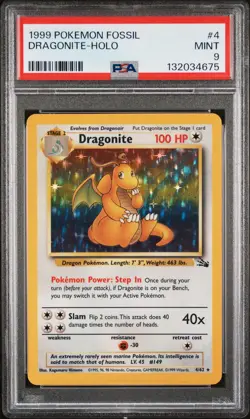 PSA 9 Mint - Dragonite - Holo 4 Fossil - Pokemon TCG - Image 1