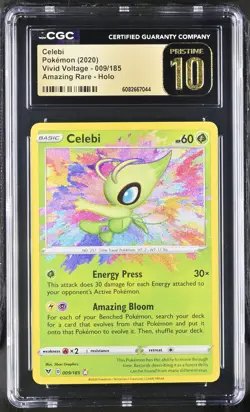 CGC 10 Pristine - Celebi Vivid Voltage 009/185 - Amazing Rare - Pokemon - Image 1
