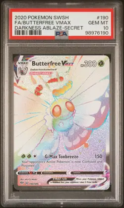 PSA 10 Gem Mint - Butterfree Vmax Rainbow Darkness Ablaze Secret 190 Pokemon - Image 1