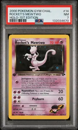 PSA 7 NM - Rocket's Mewtwo Holo 14 Gym Challenge 1st Edition - Pokemon TCG - Image 1