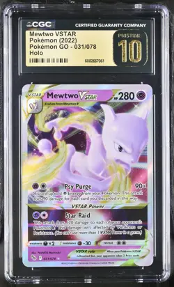 CGC 10 Pristine - Mewtwo Vstar Pokemon Go 031/078 - Ultra Rare - Image 1